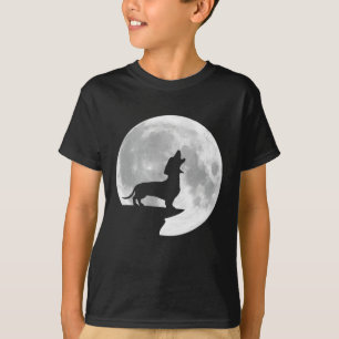 Fun Dachshund Howling Full Moon Halloween T-Shirt