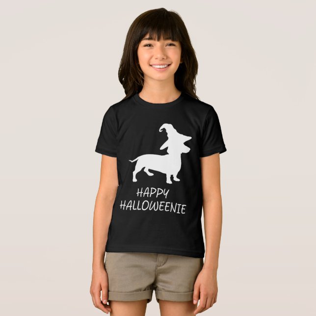 Fun Dachshund Weenie Dog Halloween Tri-Blend Shirt (Front Full)
