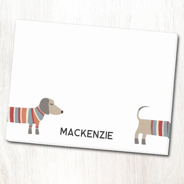 Fun Dachshund Wiener Dog Personalized Post-it Notes (Fun Dachshund Wiener Sausage Dog personalized custom name Post-it sticky notes)