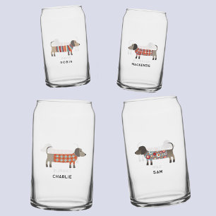 Fun Dachshund Wiener Sausage Dog Personalised Name Can Glass
