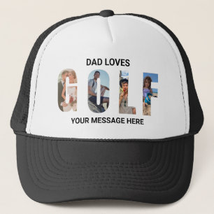 Fun Dad Golf Custom 4 Photos Message Trucker Hat