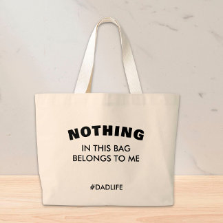 Fun Dad Slogan Dadlife Bold Typography Dad gift Large Tote Bag