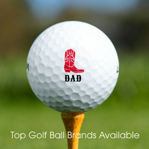 Fun Dad Western Cowboy Boot Rustic Red Set Golf Balls