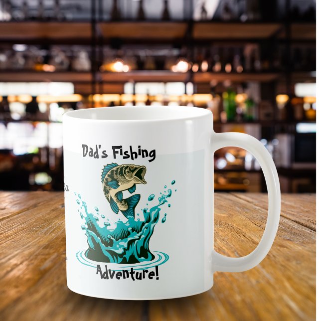 Fun Dad's Fishing Adventure Personalise Coffee Mug (Creator Uploaded)