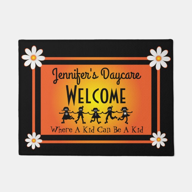 Fun Daisies & Kids Personalised Daycare Welcome Doormat (Front)