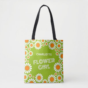Fun Daisy Flower Girl Custom Tote Bag