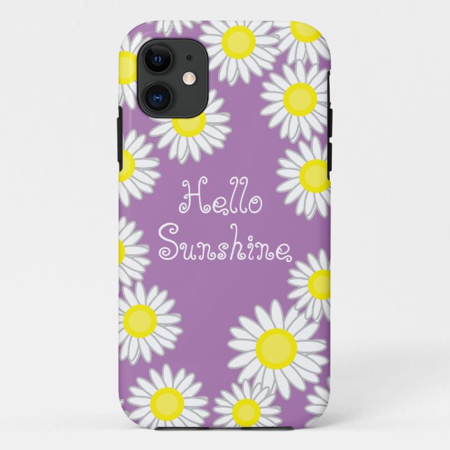 Fun Daisy Purple Yellow White Hello Sunshine Case-Mate iPhone Case (Back)
