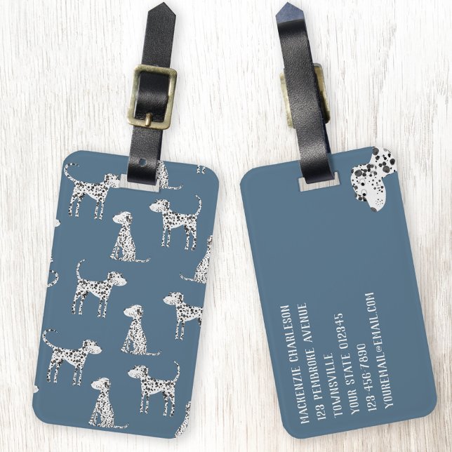 Fun Dalmatian Dog Pattern Luggage Tag (Dalmatian dog pattern personalized luggage tag)