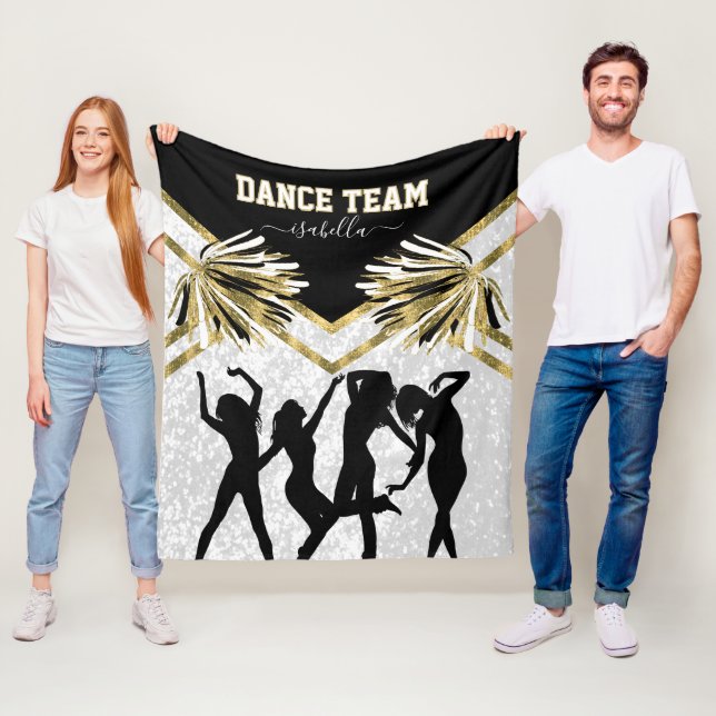 Fun Dance Team Black, White and Gold  Fleece Blanket (In Situ)