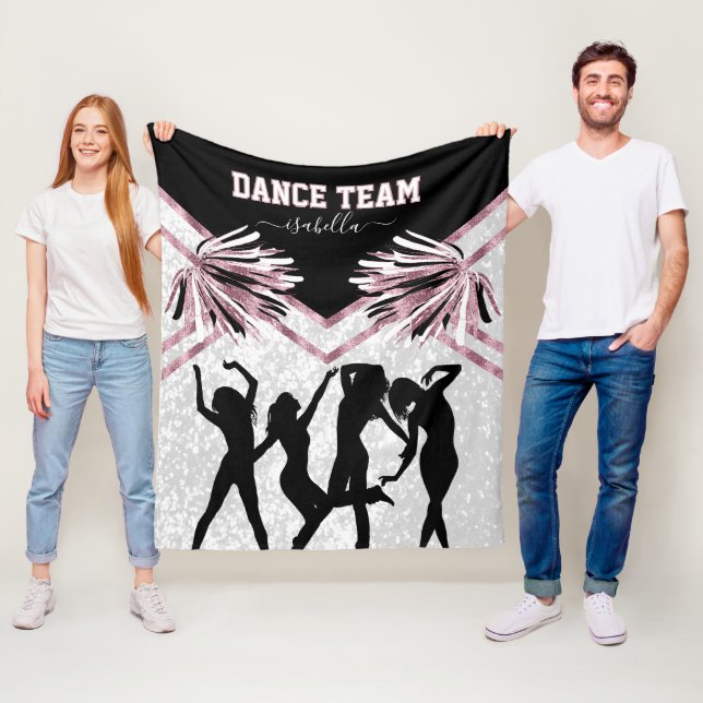 Fun Dance Team Black, White and Rose Pink Fleece B Blanket (In Situ)