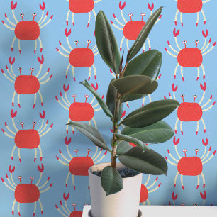 Fun Dancing Crab Coastal Pattern Wallpaper