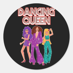 Fun Dancing Queen Disco Dance Club Party 1970s Gif Classic Round Sticker