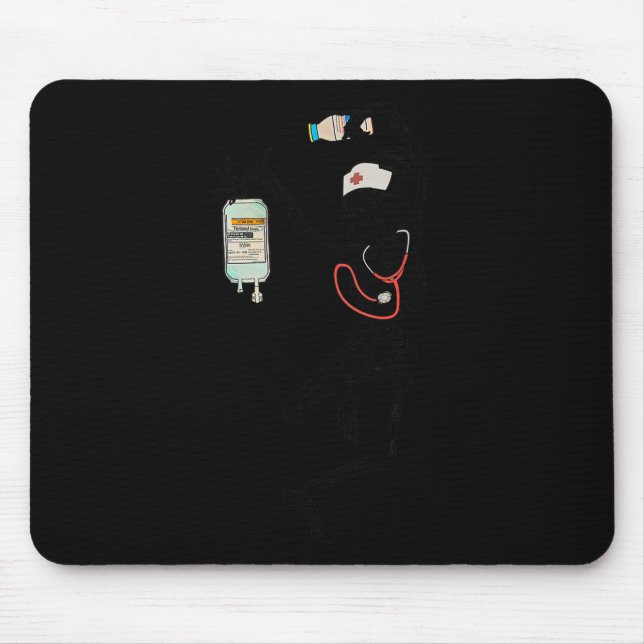 Fun Dancing Skeleton Nurse Halloween Costume Spook Mouse Pad (Front)