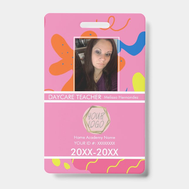 Fun Day Care Teacher Badge ID Badge (Front)