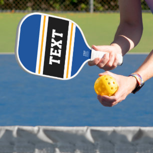 Fun Deep Blue Yellow Black White Racing Stripes Pickleball Paddle
