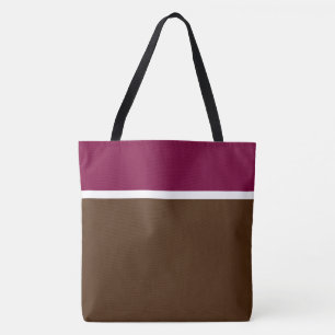 Fun Deep Raspberry Top Cocoa Brown Colour Block Tote Bag