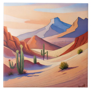 Fun desert scene lovers tile
