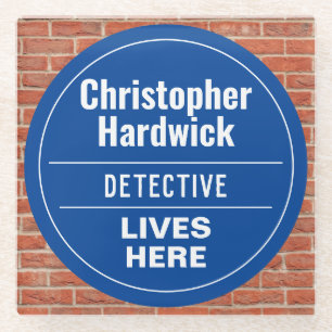 Fun Detective Wall Plaque Style Glass Coaster
