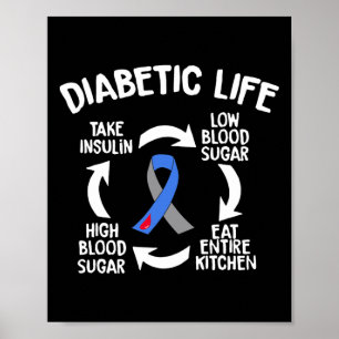 Fun Diabetic Life Cycle Diabetes Awareness Gift Poster