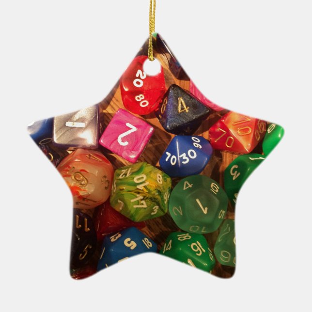 Fun Dice design for gamers Ceramic Tree Decoration (Front)