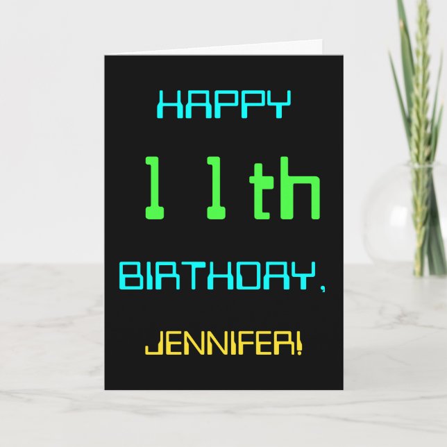 Fun Digital Computing Themed 11th Birthday Card (Front)