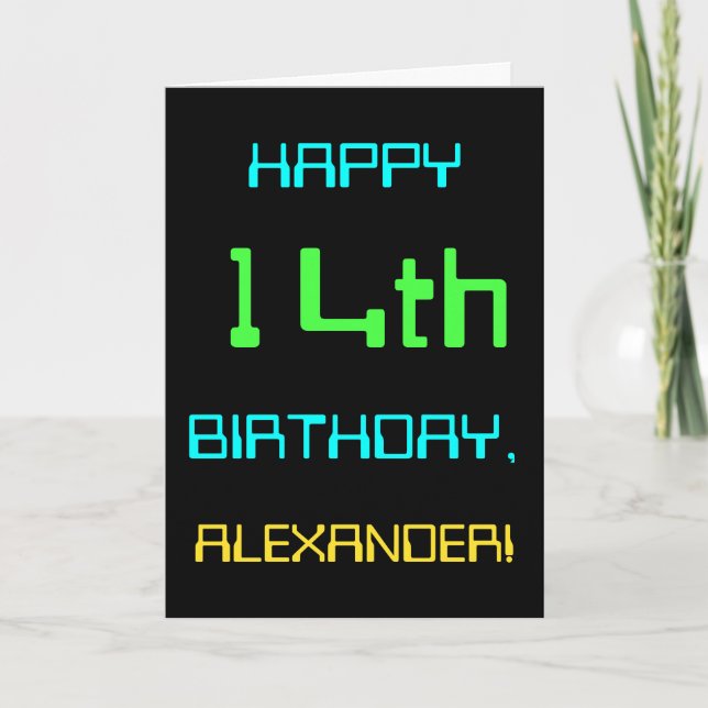 Fun Digital Computing Themed 14th Birthday Card (Front)
