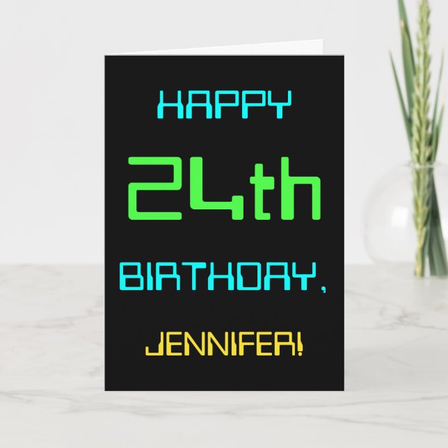 Fun Digital Computing Themed 24th Birthday Card (Front)