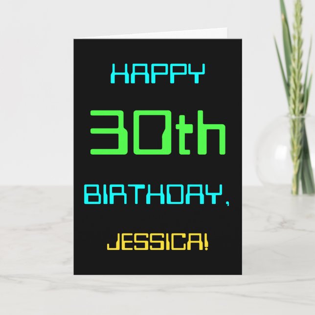 Fun Digital Computing Themed 30th Birthday Card (Front)