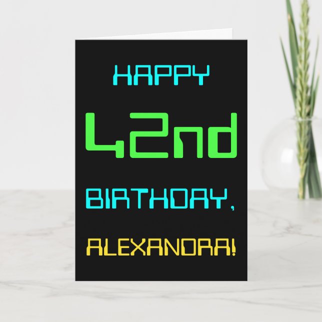 Fun Digital Computing Themed 42nd Birthday Card (Front)