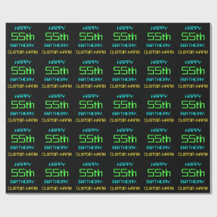 Fun Digital Computing Themed 55th Birthday Wrapping Paper