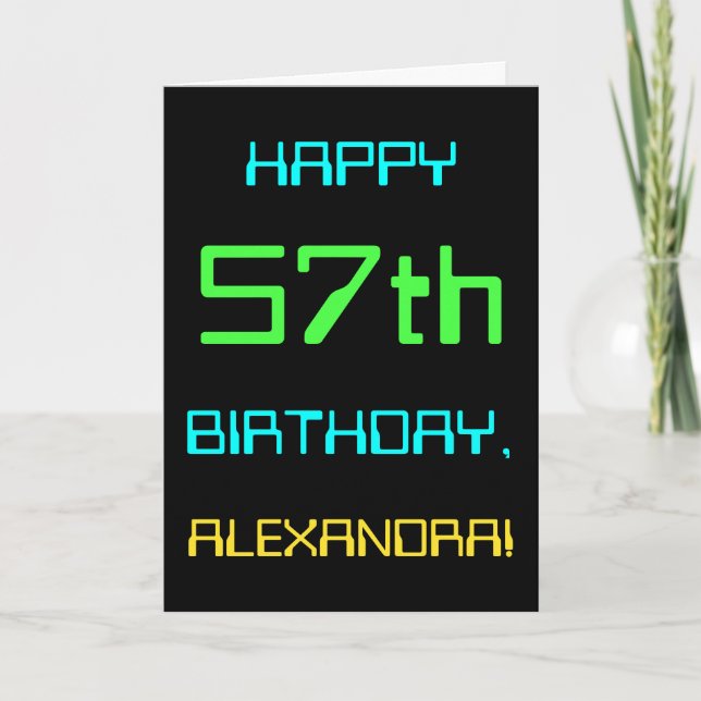 Fun Digital Computing Themed 57th Birthday Card (Front)