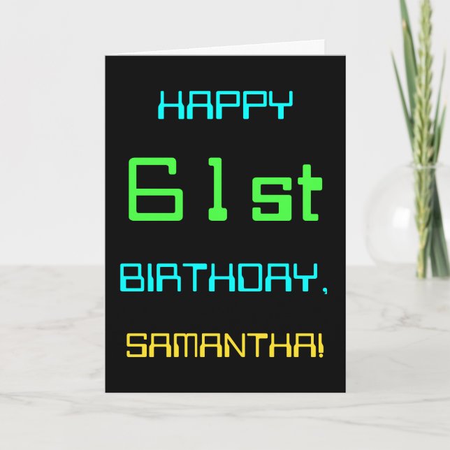 Fun Digital Computing Themed 61st Birthday Card (Front)