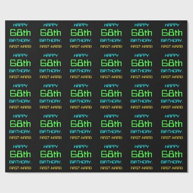 Fun Digital Computing Themed 68th Birthday Wrapping Paper (Flat)