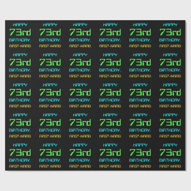 Fun Digital Computing Themed 73rd Birthday Wrapping Paper (Flat)