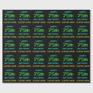 Fun Digital Computing Themed 75th Birthday Wrapping Paper
