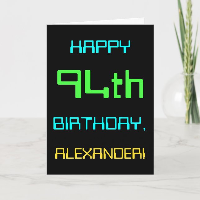 Fun Digital Computing Themed 94th Birthday Card (Front)