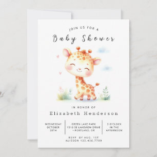 Fun Digital Giraffe Baby Shower Invitation