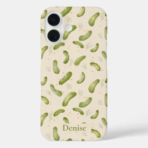 Fun Dill Pickle Pattern iPhone 16 Case