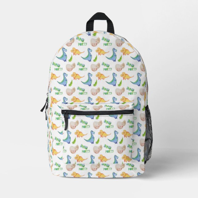 Fun Dino Party Pattern Printed Backpack (Front)