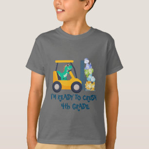 Fun dino tractor Truck Birthday School boy kids T-Shirt