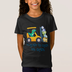 Fun dino tractor Truck Birthday School boy kids T-Shirt