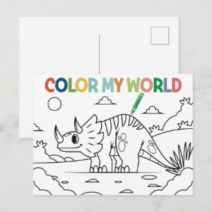 Fun Dinosaur Colouring Page  Postcard