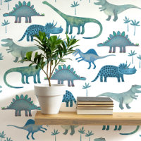 Fun Dinosaur Pattern Blue White Kids