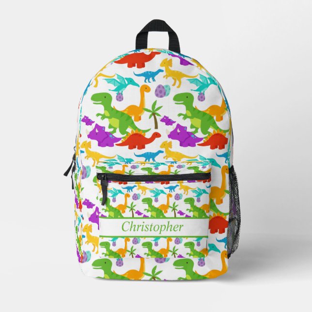 Fun Dinosaur Pattern Colourful Printed Backpack (Front)