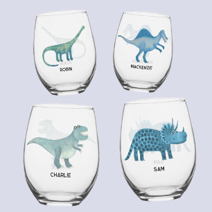 Fun Dinosaur Personalised Glass