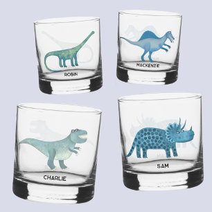 Fun Dinosaur Personalised Glass