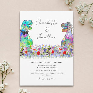 Fun Dinosaur Theme Colourful Wildflower Invitation
