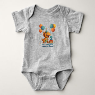 Fun Dinosaur-Themed 2nd Birthday Baby Bodysuit