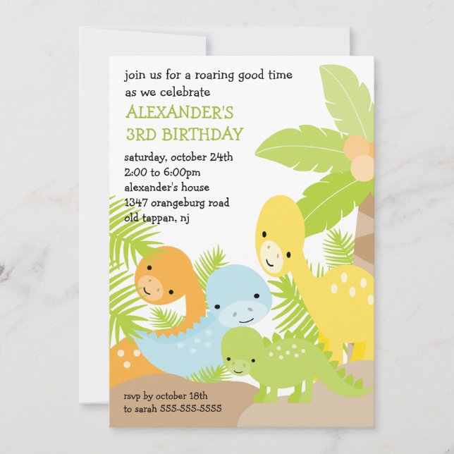 Fun Dinosaurs Birthday Invitation (Front)