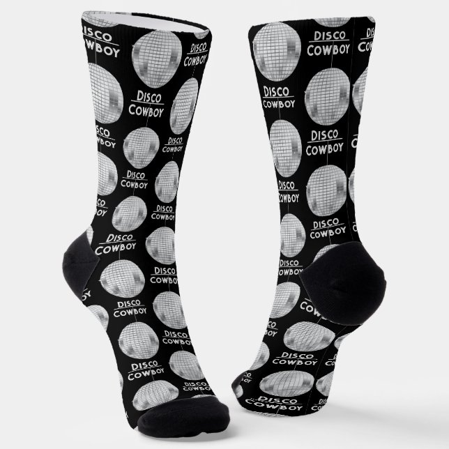Fun Disco Ball Disco Cowboy Bachelor Socks (Angled)